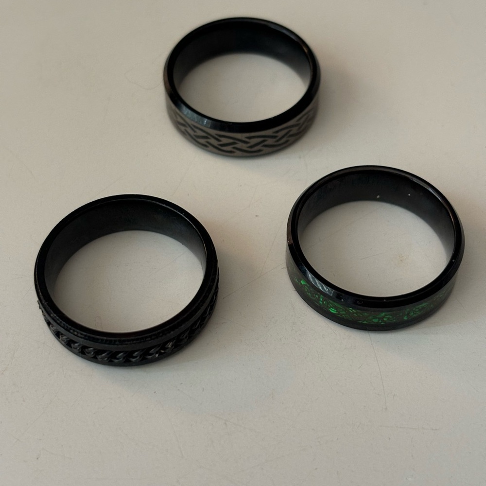 Stainless & Enamel Rings  Men’s Size 13